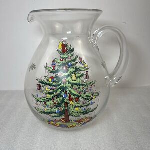 Spode Christmas Tree Large Clear Glass Pitcher 96 Oz No Box
